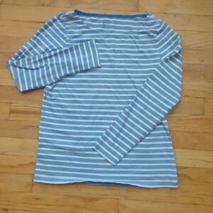 Boden Women’s Blue White Striped Long Sleeve Top UK 12 US 8 Boat Neck 3/4 Sleeve